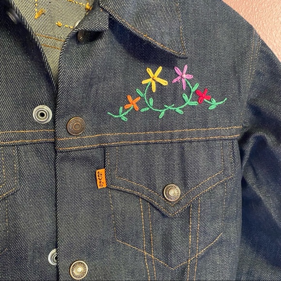 Vintage Levi’s orange tab denim jacket embroidered Glenda children’s size 12 - Picture 10 of 10